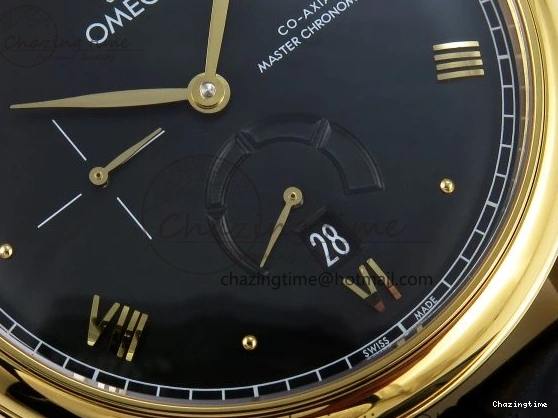 0124 WeatherProof De Ville Power Reserve YG MKF 1:1 Best Edition Black Dial on Black Leather Strap A 7758